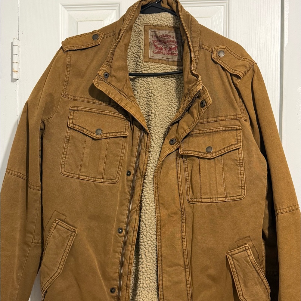 Levi's Brown Military Field Jacket with Sherpa Lining